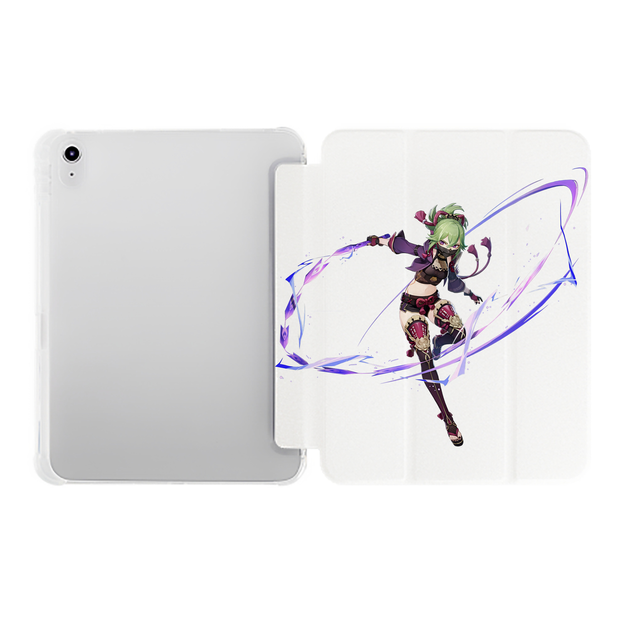 げんし神  久岐忍 くき しのぶ genshin Kuki Shinobu IPad ケース ペン収納付き 三つ折りスタンド PUレザー×シリコン 対応機種9.5/10.5/10.9インチ